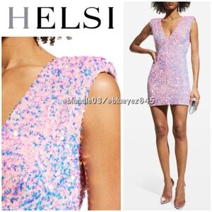 HELSI “Jodi” plunging sequin dress M NWT